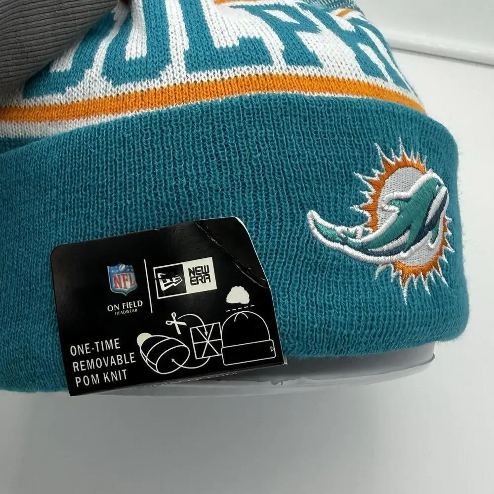Miami Dolphins Hat Beanie Knit Pom Mens One Size Green NFL Football New Era NWT